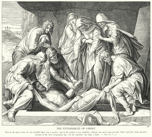 Kristi gravlæggelse (gravering) af Julius (after) Schnorr von Carolsfeld