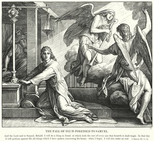 Elis fald er forudsagt til Samuel (gravering) af Julius (after) Schnorr von Carolsfeld