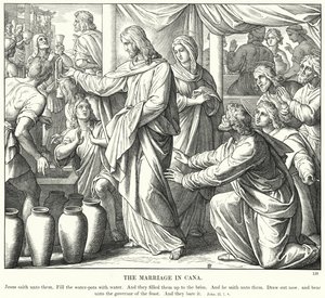 Ægteskabet i Cana (gravering) af Julius (after) Schnorr von Carolsfeld