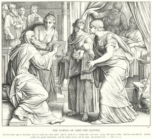 Navngivningen af Johannes Døberen (gravering) af Julius (after) Schnorr von Carolsfeld