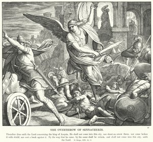 Omstyrtelsen af Sankerib (gravering) af Julius (after) Schnorr von Carolsfeld