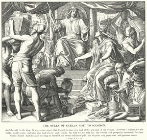 Dronningen af Sabas besøg hos Salomon (gravering) af Julius (after) Schnorr von Carolsfeld