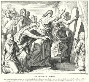 The Raising of Lazarus (gravering) af Julius (after) Schnorr von Carolsfeld