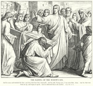 Opdragelsen af enkens søn (gravering) af Julius (after) Schnorr von Carolsfeld
