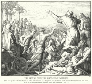 Tilbagekomsten fra det babyloniske fangenskab (gravering) af Julius (after) Schnorr von Carolsfeld