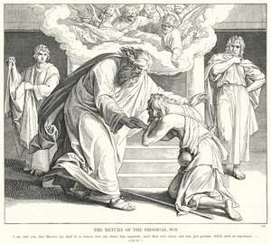 Den fortabte søns tilbagevenden (gravering) af Julius (after) Schnorr von Carolsfeld