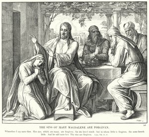 Maria Magdalenas synder er tilgivet (gravering) af Julius (after) Schnorr von Carolsfeld