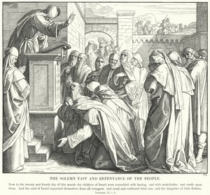 Folkets højtidelige faste og omvendelse (gravering) af Julius (after) Schnorr von Carolsfeld