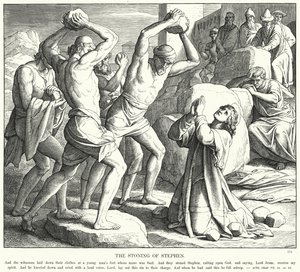 Steningen af Stephen (gravering) af Julius (after) Schnorr von Carolsfeld
