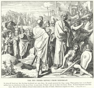 De ti stammer gør oprør fra Rehabeam (gravering) af Julius (after) Schnorr von Carolsfeld