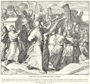 Jerikos mure falder ned (gravering) af Julius (after) Schnorr von Carolsfeld