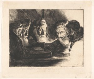 Fem jødiske mænd læser af Julius C. Turner (signed by artist)