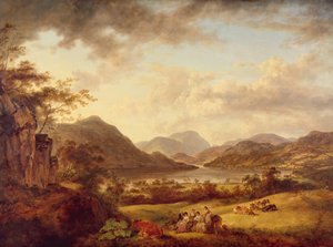 En udsigt over Ullswater fra Gowbarrow, 1801 af Julius Caesar Ibbetson