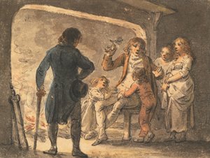 Ild i arnen, faderen fortæller historien til sine børn af Julius Caesar Ibbetson