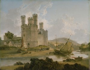 Caernarvon Slot af Julius Caesar Ibbetson