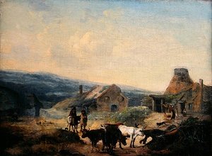 Romantisk landlig scene af Julius Caesar Ibbetson