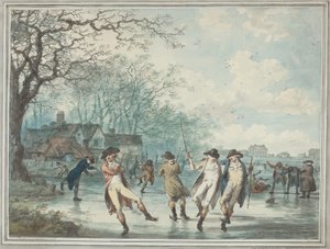 Skatere på Serpentine i Hyde Park af Julius Caesar Ibbetson