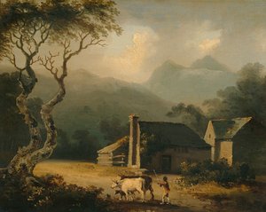 The Gathering Storm (olie på panel) af Julius Caesar Ibbetson