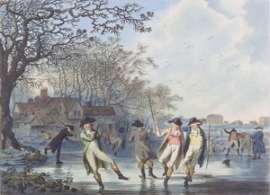 Vinterforlystelse: En udsigt i Hyde Park fra Moated House, 1787 (akvatint) af Julius Caesar Ibbetson