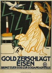 Guld smadrer jern. Tag dit guld med til guldindkøbscenteret af Julius Diez