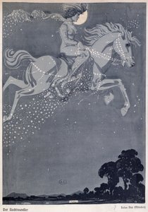 The Night Wanderer (farvelitografi) af Julius Diez