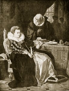 Elizabeth underskriver Marys dødsdom, illustration fra 