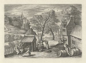 oktober oktober (titel på objekt) De tolv måneder (serietitel) af Julius Goltzius