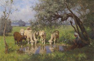Hyrdinden hviler sig af Julius Hugo Bergmann