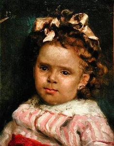 Lille pige Metisse (olie på lærred) af Julius Leblanc Stewart