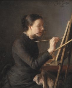 Maleren Agnes Paulsen, Kunstnerens Søster, ved sit Staffeli