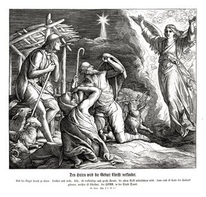 En engel viser sig for hyrderne, Lukasevangeliet af Julius Schnorr von Carolsfeld