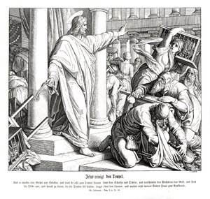 Rensning af templet, Johannesevangeliet af Julius Schnorr von Carolsfeld