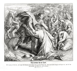 Jakob og Esau forsones, 1. Mosebog af Julius Schnorr von Carolsfeld