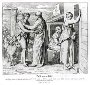 Jakob beder Laban om Rakel som sin hustru, 1. Mosebog af Julius Schnorr von Carolsfeld