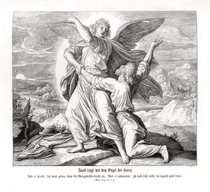 Jakob kæmper med englen, 1. Mosebog af Julius Schnorr von Carolsfeld