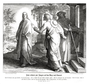 Jesus viser sig for to disciple, Lukasevangeliet af Julius Schnorr von Carolsfeld