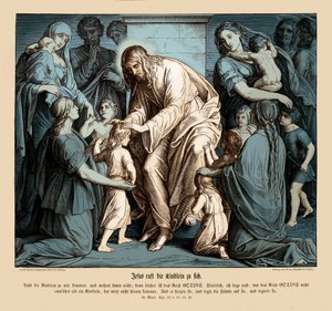 Jesus kalder børnene til sig, Markusevangeliet af Julius Schnorr von Carolsfeld