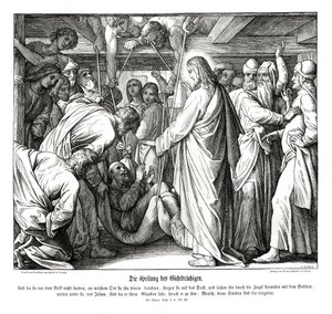 Jesus helbreder den lamme mand, Lukasevangeliet af Julius Schnorr von Carolsfeld