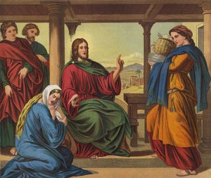 Jesus i Marthas hus af Julius Schnorr von Carolsfeld