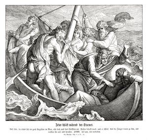 Jesus sover under stormen, Matthæusevangeliet af Julius Schnorr von Carolsfeld