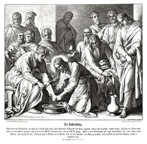 Jesus vasker sine disciples fødder, Johannesevangeliet af Julius Schnorr von Carolsfeld