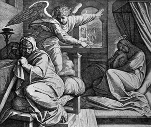 Josef bliver advaret om at flygte til Egypten af Julius Schnorr von Carolsfeld