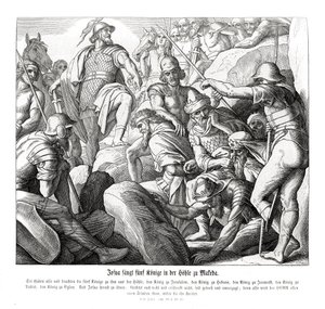 Joshua fanger fem konger ved Makkeda, Joshua af Julius Schnorr von Carolsfeld
