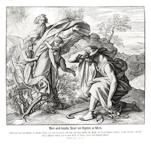 Moses og den brændende busk, Anden Mosebog af Julius Schnorr von Carolsfeld
