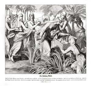 Moses bliver opdaget i sivene, Exodus af Julius Schnorr von Carolsfeld