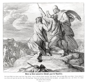 Moses beder under kampen med Amalek, Anden Mosebog af Julius Schnorr von Carolsfeld