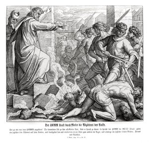 Moses straffer folket for deres afgudsdyrkelse, Exodus af Julius Schnorr von Carolsfeld