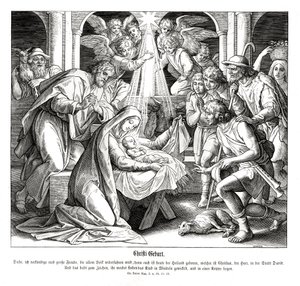 Fødsel, Lukasevangeliet af Julius Schnorr von Carolsfeld