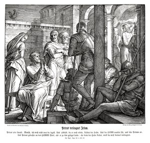 Peter fornægter Jesus, Lukasevangeliet af Julius Schnorr von Carolsfeld