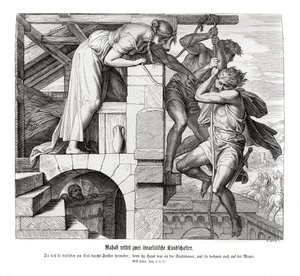 Rahab redder to israelitiske mænd, Joshua af Julius Schnorr von Carolsfeld